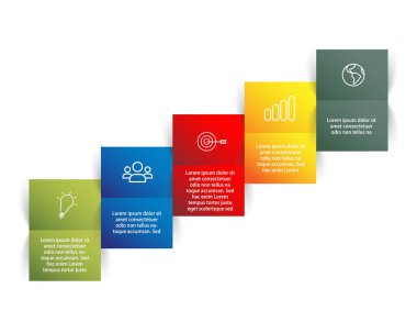 Bilgi basamakları şablonu - katlanmış kağıt biçimi - vektör