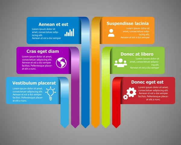 Plantilla Infográfica Seis Partes Con Lugar Para Contenido Vector — Archivo Imágenes Vectoriales