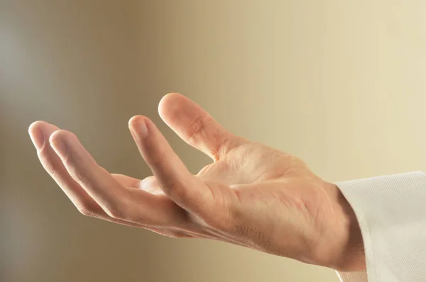 Businessman open palm of hand