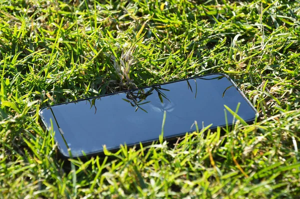 Smart phone on grass