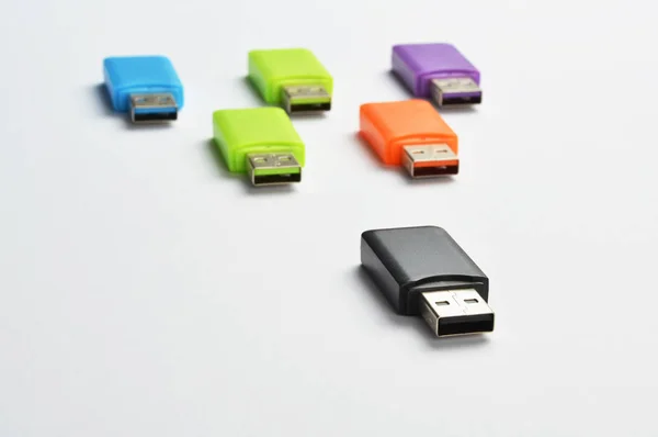 Conceptos Liderazgo Con Palos Usb Multicolores — Foto de Stock