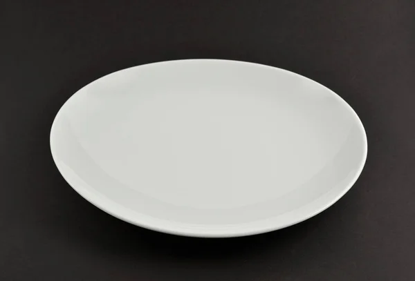 White Empty Plate Black Background — Stock Photo, Image