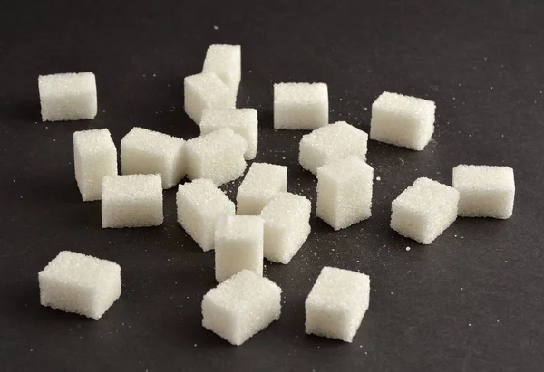 Cubos Azúcar Sobre Fondo Negro — Foto de Stock