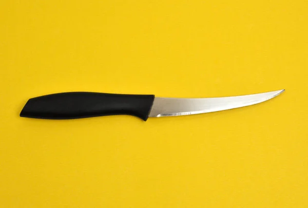 Coltello Cucina Sfondo Giallo — Foto Stock