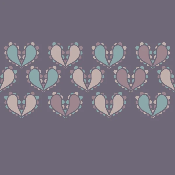 Vector Paisley Hearts Design Border seamless pattern background. — Stock Vector