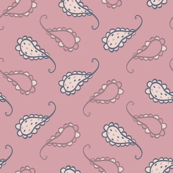 Vector Paisley Line Art Diseño sobre fondo de patrón liso rosa polvoriento . — Archivo Imágenes Vectoriales