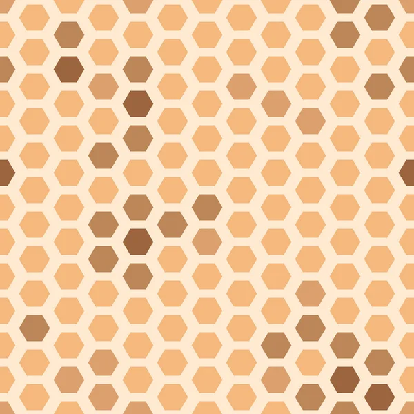 Vektor-Waben abstrakt in honiggelb und braun nahtlose Muster Hintergrund. — Stockvektor