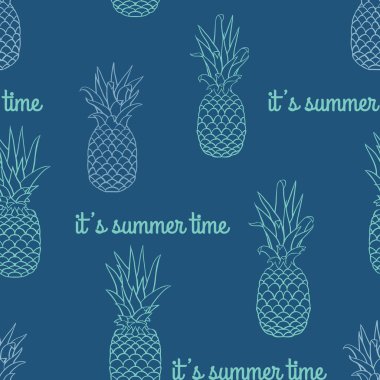 Vektör yaz saati ananas Dikişsiz desen tasarım.