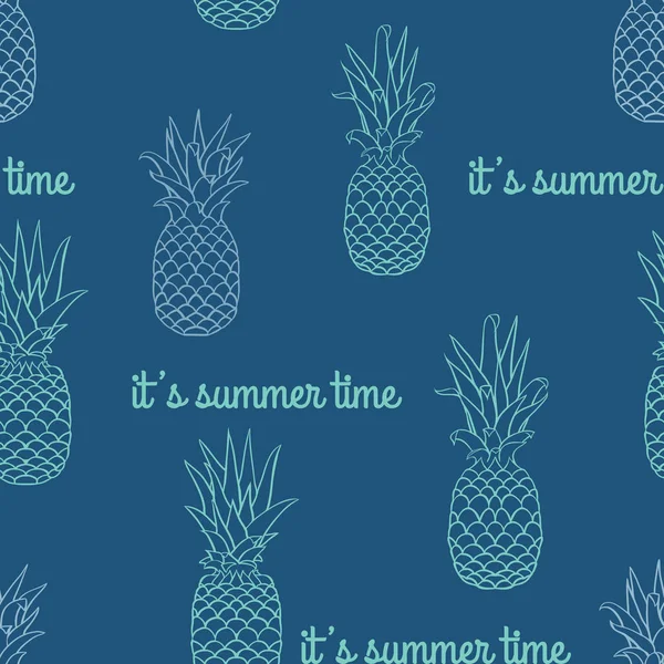 Vettoriale estate tempo ananas senza soluzione di continuità disegno del modello . — Vettoriale Stock