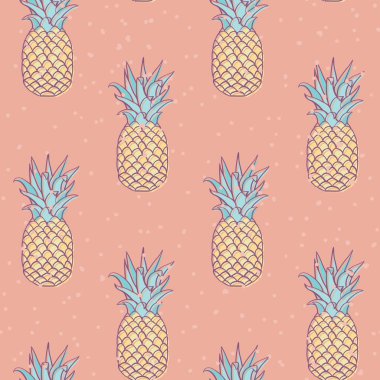 Vektör Retro Bleach Peach Pineapples tasarım Dikişsiz desen tasarım.