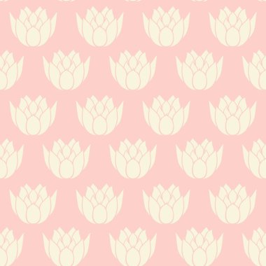 Pastel Sarı ve Pembe dikişsiz desen arka plan Vektör Vintage Nilüferler.