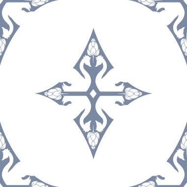 Dusty Blue dikişsiz desen arka plan Vektör Kuğu Magical Fayans.