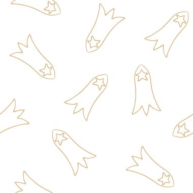 Beyaz dikişsiz desen arka plan vektör kuyruklu yıldız çizgi sanatı.