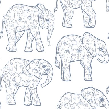 Vektör Mavi Vintage Porselen Filler dikişsiz desen arka plan.