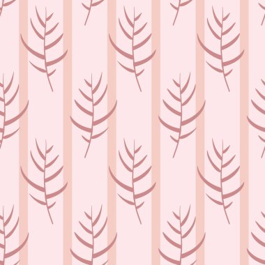 Bej Çizgili Vektör Palmiye Yaprakları dikişsiz desen arka plan.