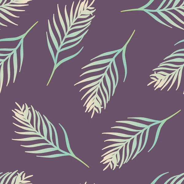 Vector Gradient Palm Tree Leave Shapes on Juicy Purple seamless pattern background. — Stock Vector