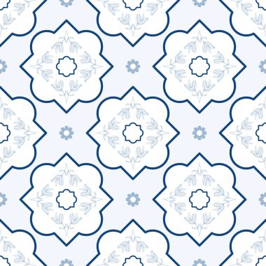 Vektör Hassas Şakayık Mavi desenli Geometrik şekilli Döşemeleri Bırakır.