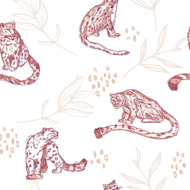 Şakayıklı Vektör Kar Leoparı Kusursuz Kalıp Arkaplanı Bırakıyor.