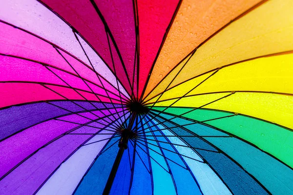 Colorful Rainbow Umbrella Raindrops Background — Stock Photo, Image