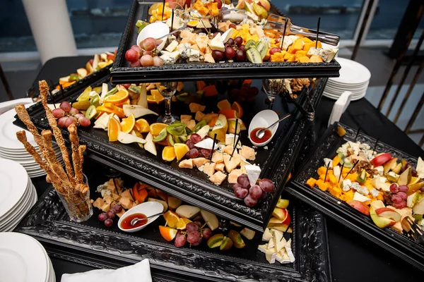 Antipasti Gourmet Catering All Evento Snack Diversi Tavola — Foto Stock