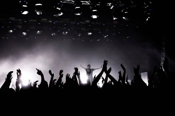 Performace Grupo Popular Multidão Está Dançando Divertindo Mãos Pessoas Felizes — Fotografia de Stock