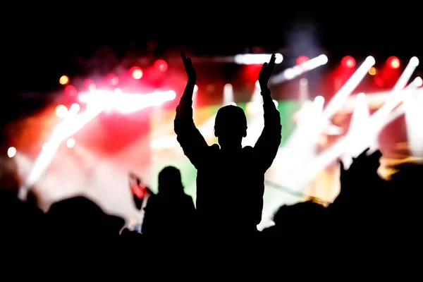 Menschen Beim Konzert Schwarze Silhouetten — Stockfoto