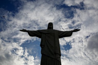Rio de Janeiro, Brezilya - 21.11.2019: Rio de Janeiro 'da Kurtarıcı İsa Heykeli, Brezilya