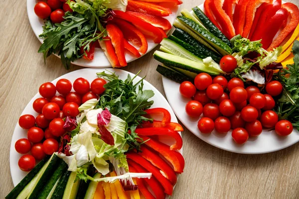 Verschiedene Gemüsescheiben Konzept Für Gesunde Ernährung — Stockfoto