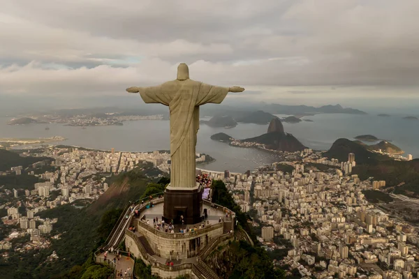 Río Janeiro Brasil 2019 Vista Aérea Río Janeiro Con Estatua — Foto de Stock