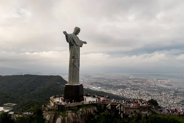 Rio Janeiro Brazil 2019 Aerial View Christ Redeemer Statue — Stock Photo, Image