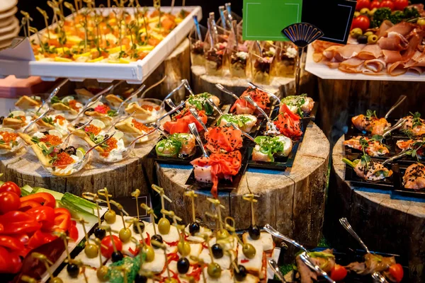 Catering Essen Viele Verschiedene Snacks — Stockfoto