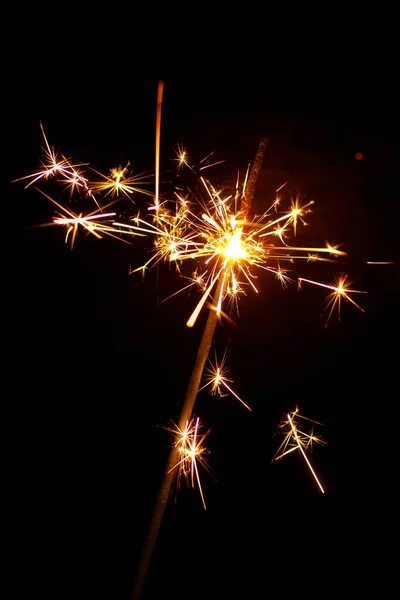 Glittering Burning Sparkler Black Background — Stock Photo, Image