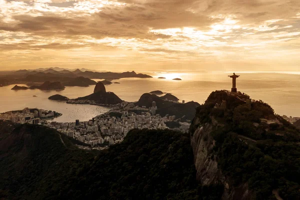 Rio Janeiro Brasil 2019 Vista Aérea Rio Janeiro Com Cristo — Fotografia de Stock