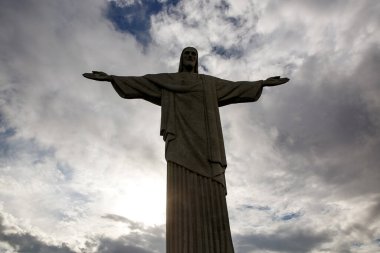Rio de Janeiro, Brezilya - 21.11.2019: Rio de Janeiro 'da Kurtarıcı İsa Heykeli, Brezilya