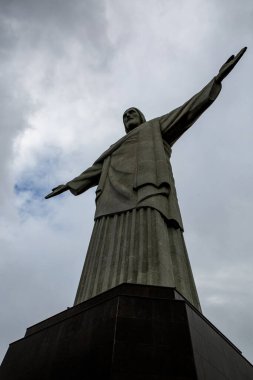 Rio de Janeiro, Brezilya - 21.11.2019: Rio de Janeiro 'da Kurtarıcı İsa Heykeli, Brezilya