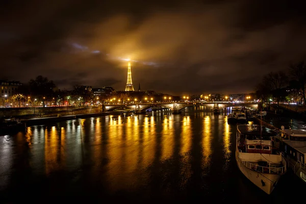 Paris Frankrike 2019 Eiffeltornet Natten — Stockfoto