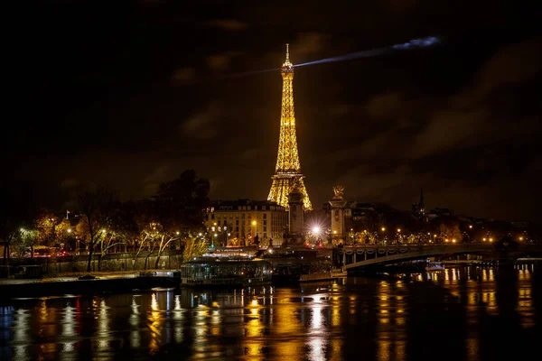 Paris Frankrike 2019 Eiffeltornet Natten — Stockfoto