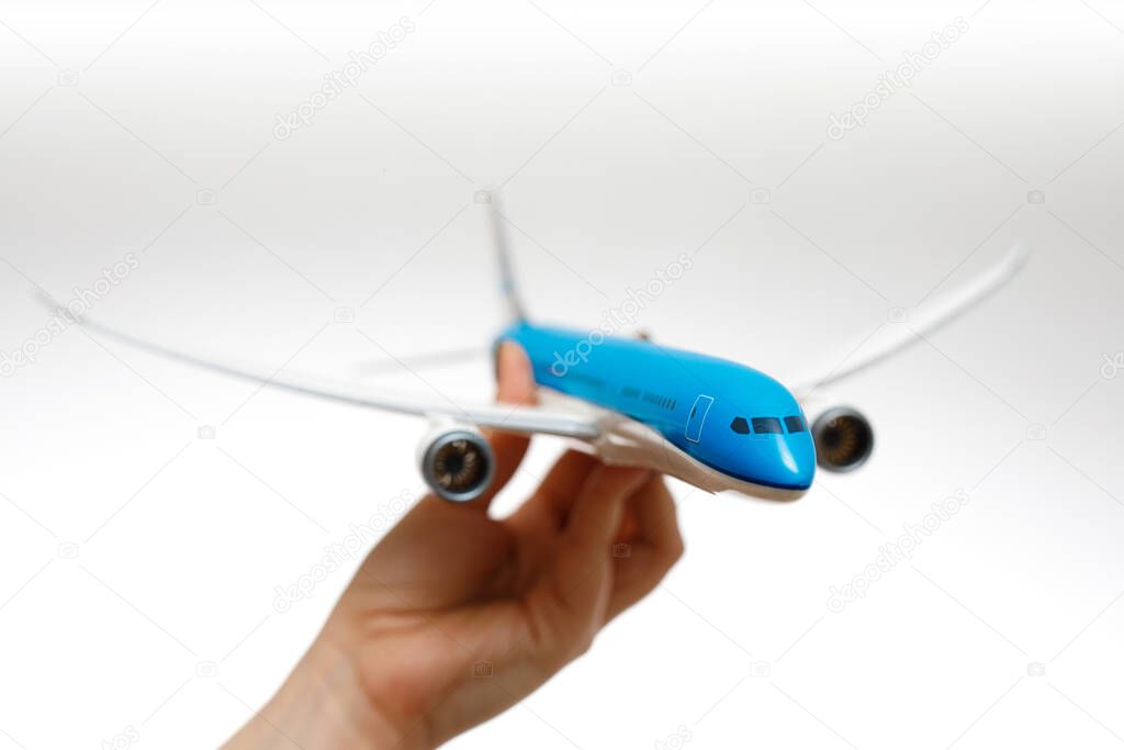 Aircraft model in female hands