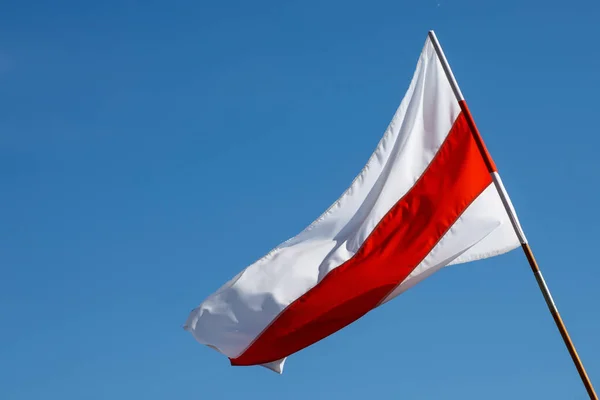 Nowa Białorusko Czerwono Biała Flaga Protesty Autentyczna Flaga Historyczna — Zdjęcie stockowe
