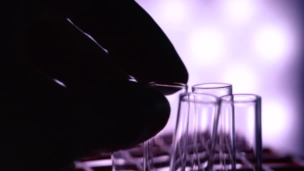 실험실 과학자 클로즈업하여 피펫의 이용하여 작업하였다 생화학 의약품 이유는 Iso — 비디오