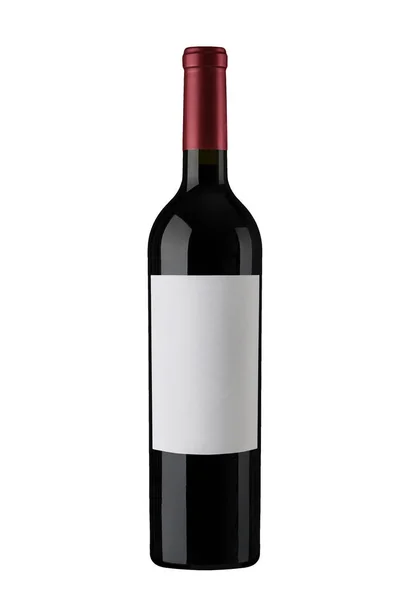 Vino Rosso Bottiglia Etichetta Bianca Capsula — Foto Stock