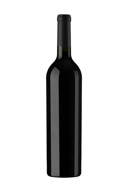 Bottiglia Vino Rosso Nero Etichetta Capsula — Foto Stock