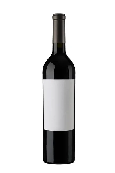 Botella Vino Tinto Cápsula Etiqueta Blanca — Foto de Stock