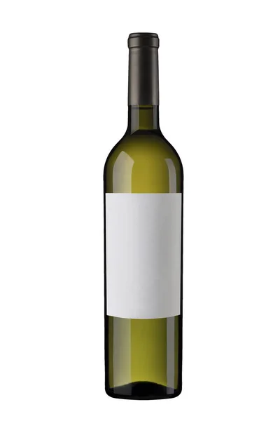 Vino Blanco Botella Etiqueta Blanca —  Fotos de Stock