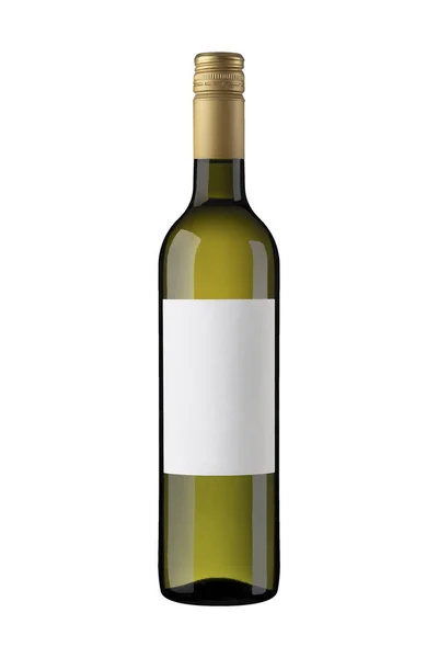 White Wine Bottle Label Golden Screw Cap — Stock Photo, Image
