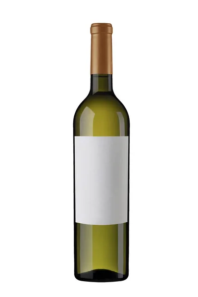 White Wine Bottle Yellow Capsule Label — Stock Photo, Image