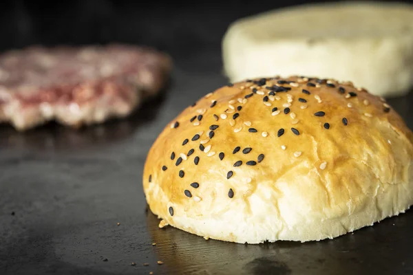 Hamburger Brood Roosteren Bakplaat — Stockfoto