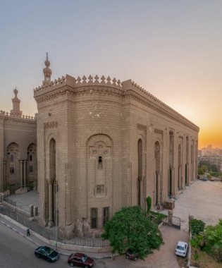 Cairo, Mısır - 7 Temmuz 2018: Al Rifai tarihi caminin dış görünümü. El Rifai sokaktan, eski Cairo görüntülemek