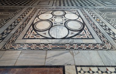 Mermer zemin Sultanı al Guri Türbesi, Kahire, Mısır, geometrik desenleri ile dekore edilmiş