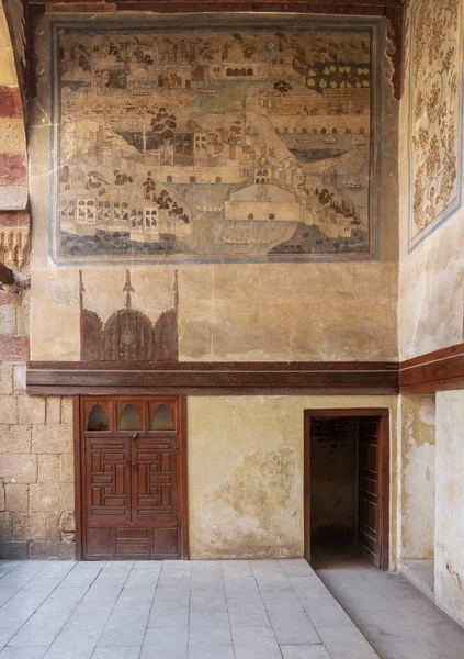 Каменная Стена Украшенная Фресками Изображающими Стамбул Оттоманском Историческом Здании Бейт — стоковое фото